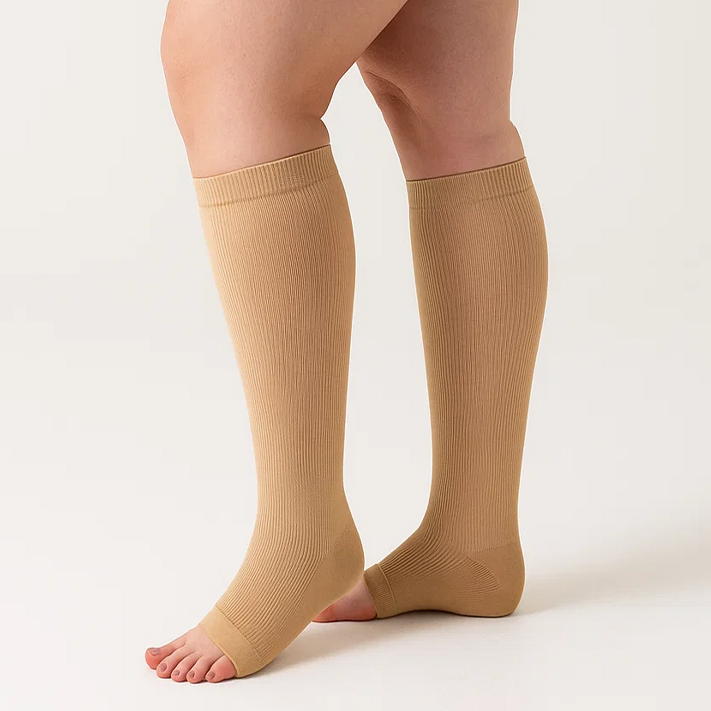 SOMER 3 Pairs Plus Size Socks Open Toe for Women Wide Calf Knee High Sock