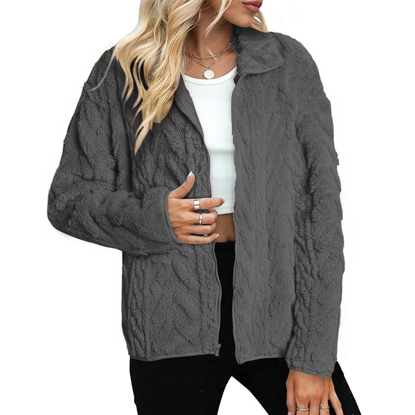 SOMER Fleece Jacket Women Fall Coats Sherpa Jacket Women Long Sleeve with Pockets Zip up Soft Warm, 2025 Winter