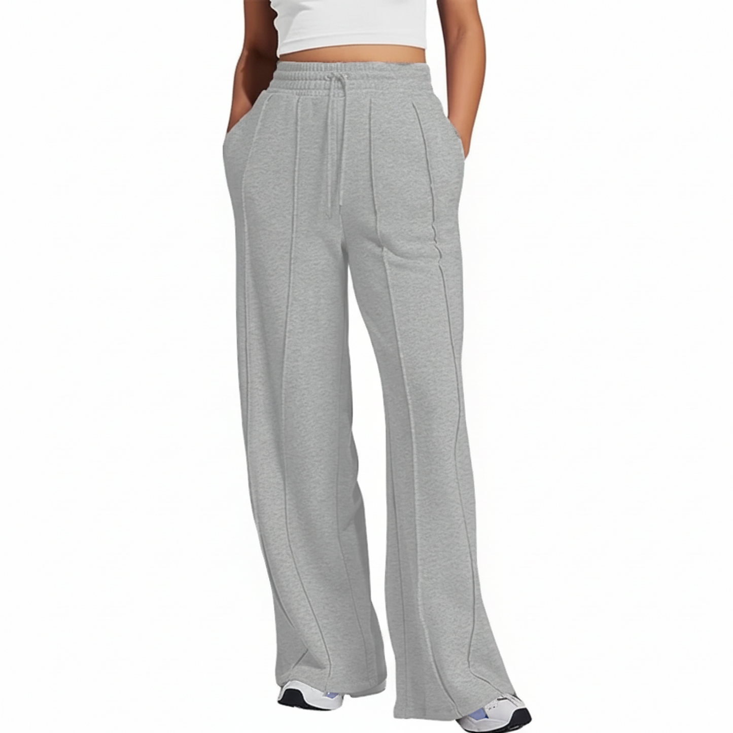 SOMER Yoga Sweatpants High Waisted for Women Elastic Elevated Seams Wide Leg Drawstring Loose Joggers Long Pants with Pockets