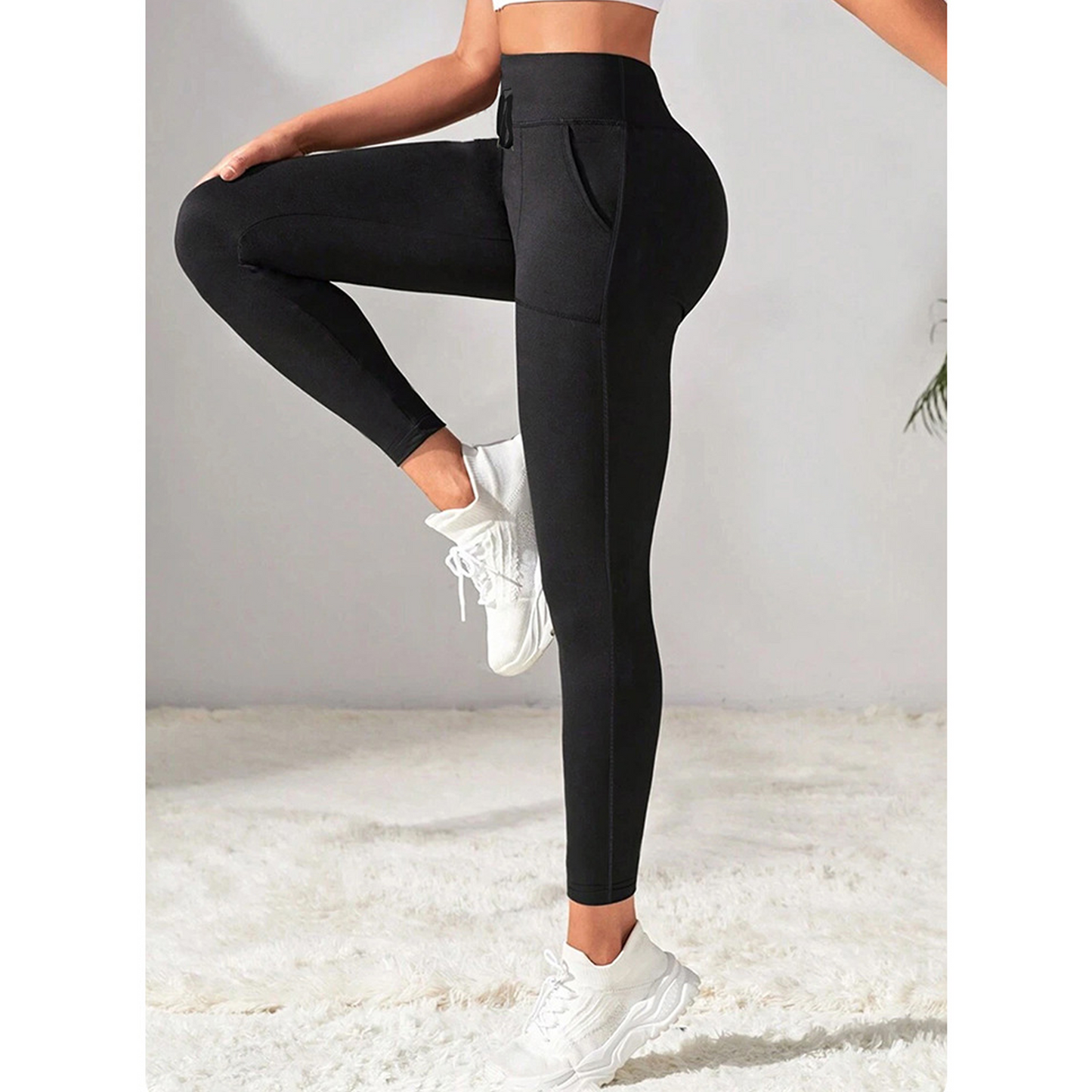 SOMER Leggings for Women Yoga Pants Black Womens Joggers Drawstring High Waisted Leggings with Pockets for Gym Workout Pants 2025