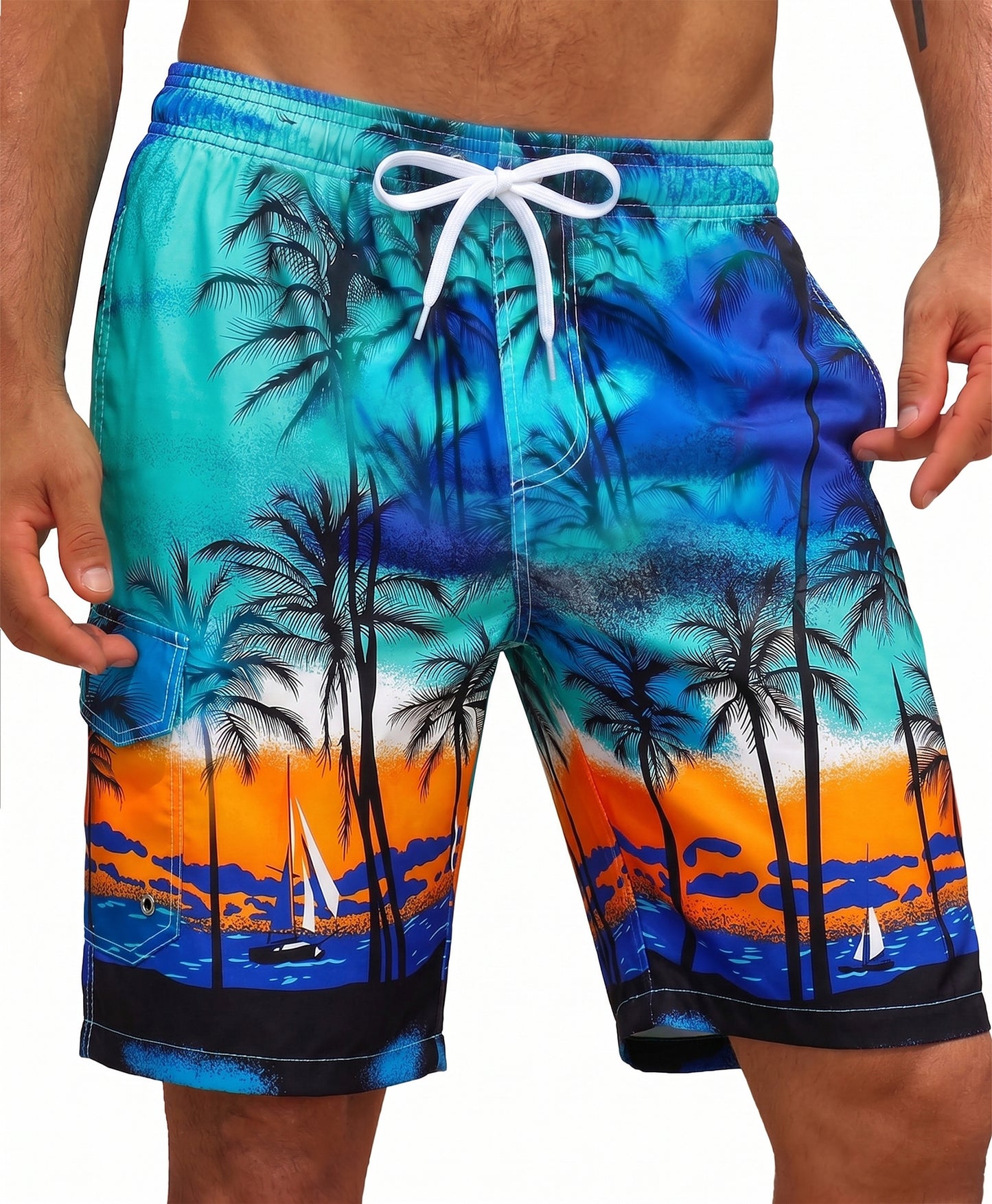 SOMER Men's Swim Trunks Long Bathing Suits with Mesh Lining and Pockets Quick Dry Beach Board Shorts