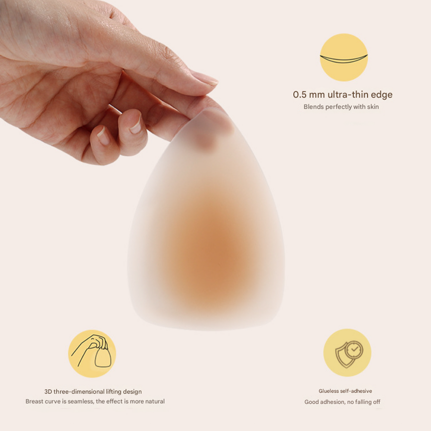 SOMER Sticky Bra, Triangle Invisible Silicone Nipple Covers for Women, Reusable Anti-Convex Breast Stickers, Thin Comfortable Adhesive Nipple Pasties