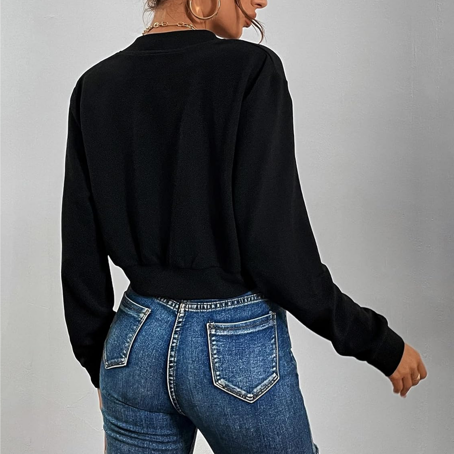 SOMER Bomber Jacket Women Lightweight Casual Zip Up Black Jacket Cropped Long Sleeve Fashion, Fall 2025