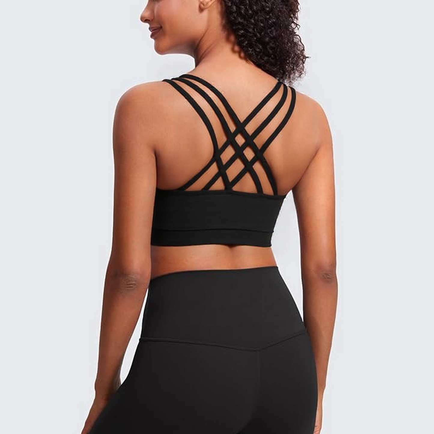 SOMER Women’s Sports Bra Strappy Back Padded Seamless Workout Bra High Impact Support Stretchy Yoga Tank Top for Gym Running Fitness