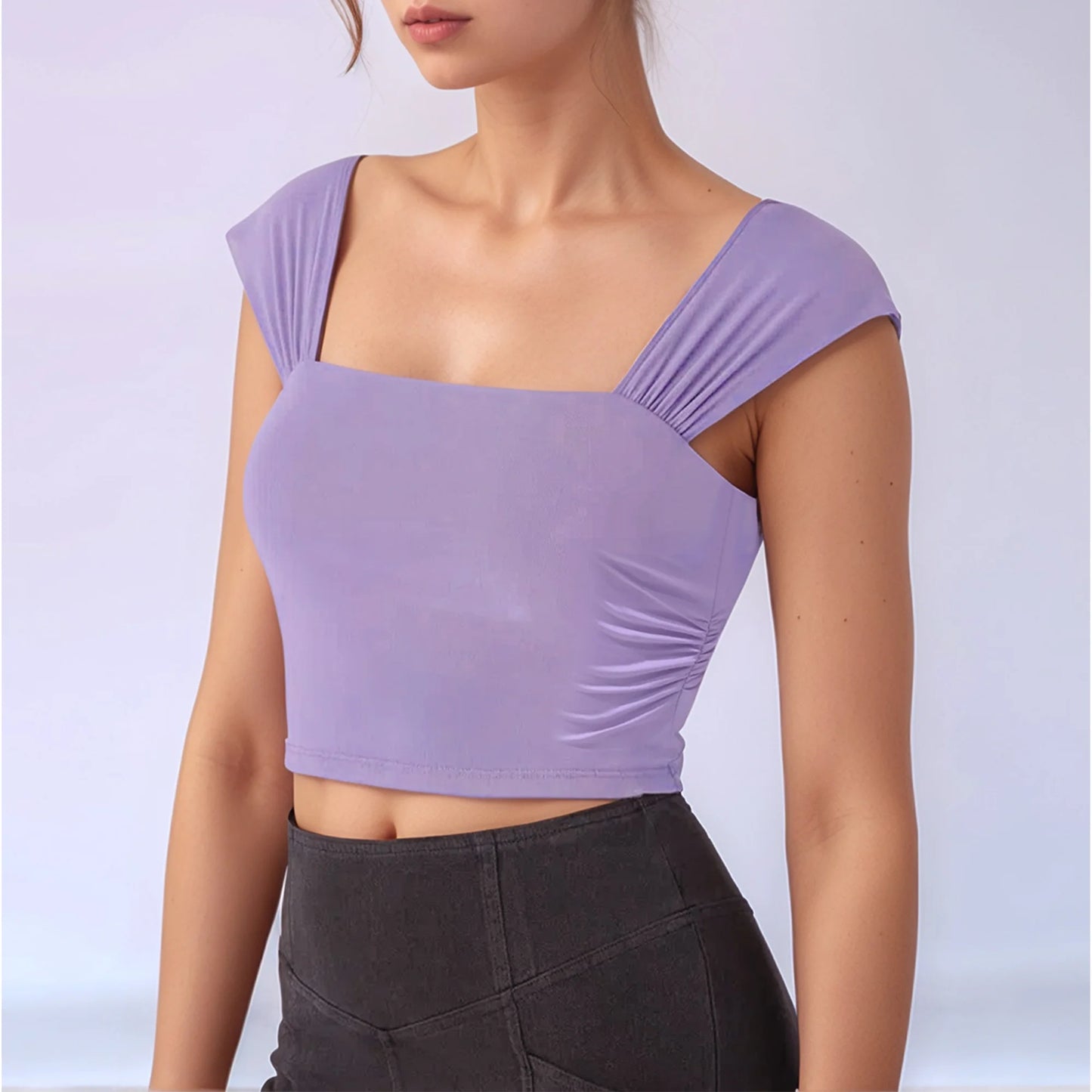 SOMER Sleeveless Tops Crop Tank Tops For Women Yoga Workout Purple Casual Strappy Top