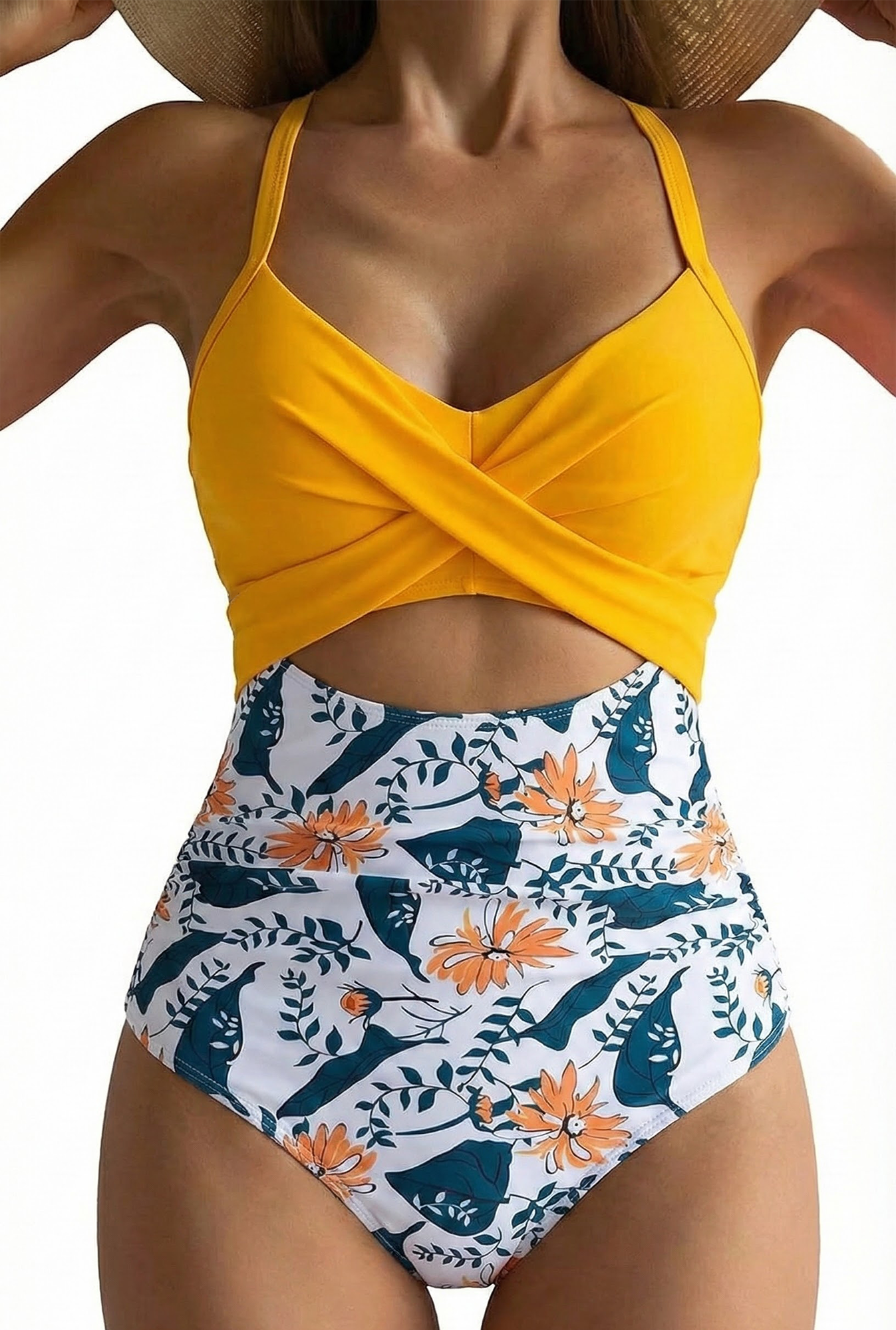 SOMER Women's Swimsuits One Piece Bathing Suit for Women Tummy Control Cutout High Waisted Bathing Suit Wrap Tie Back 1 Piece Swimsuit