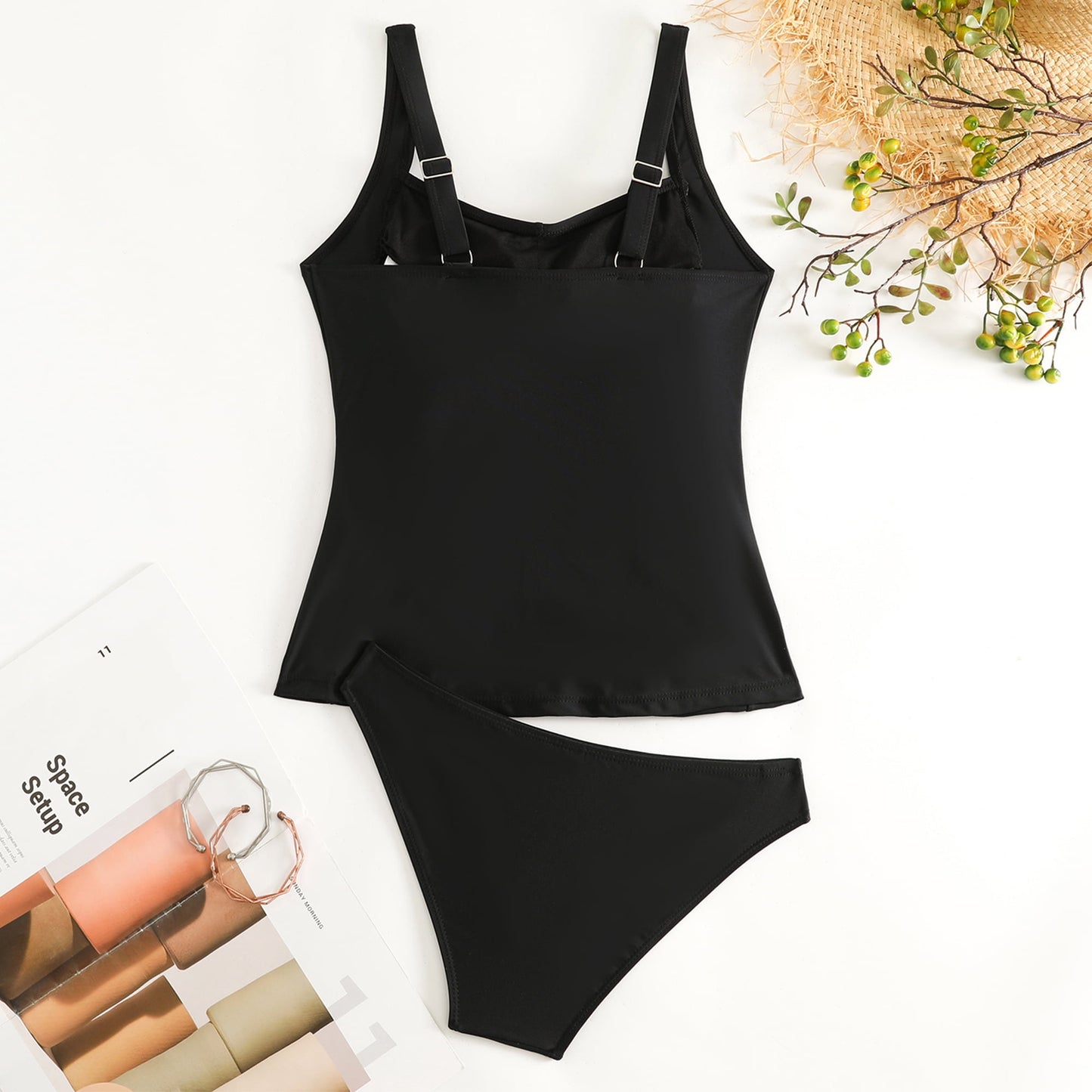 SOMER Women's Tankini Swimsuit 2 Piece Set Bathing Suits Tummy Control High Waisted Ruched Bikini Swimwear