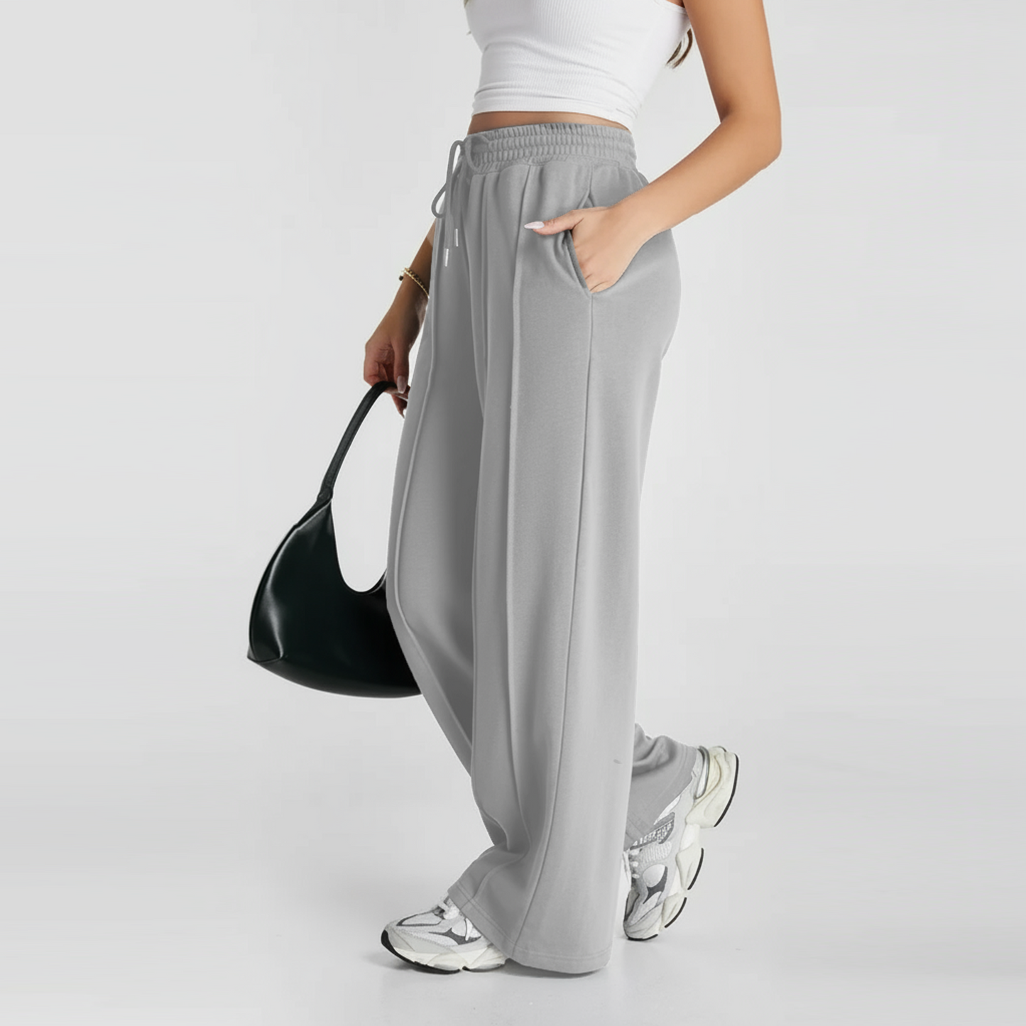 SOMER Yoga Sweatpants High Waisted for Women Elastic Elevated Seams Wide Leg Drawstring Loose Joggers Long Pants with Pockets