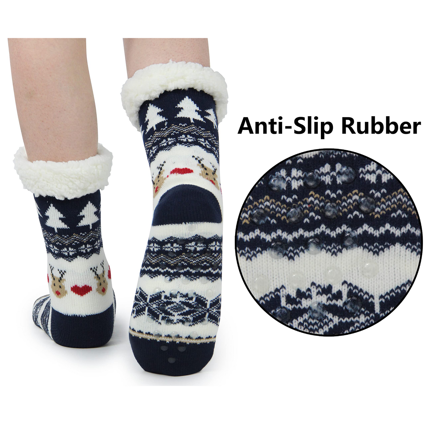 SOMER 2 Pairs Grip Socks for Women Fuzzy Socks Cute Cozy Warm Non Slip Fluffy Winter 2025