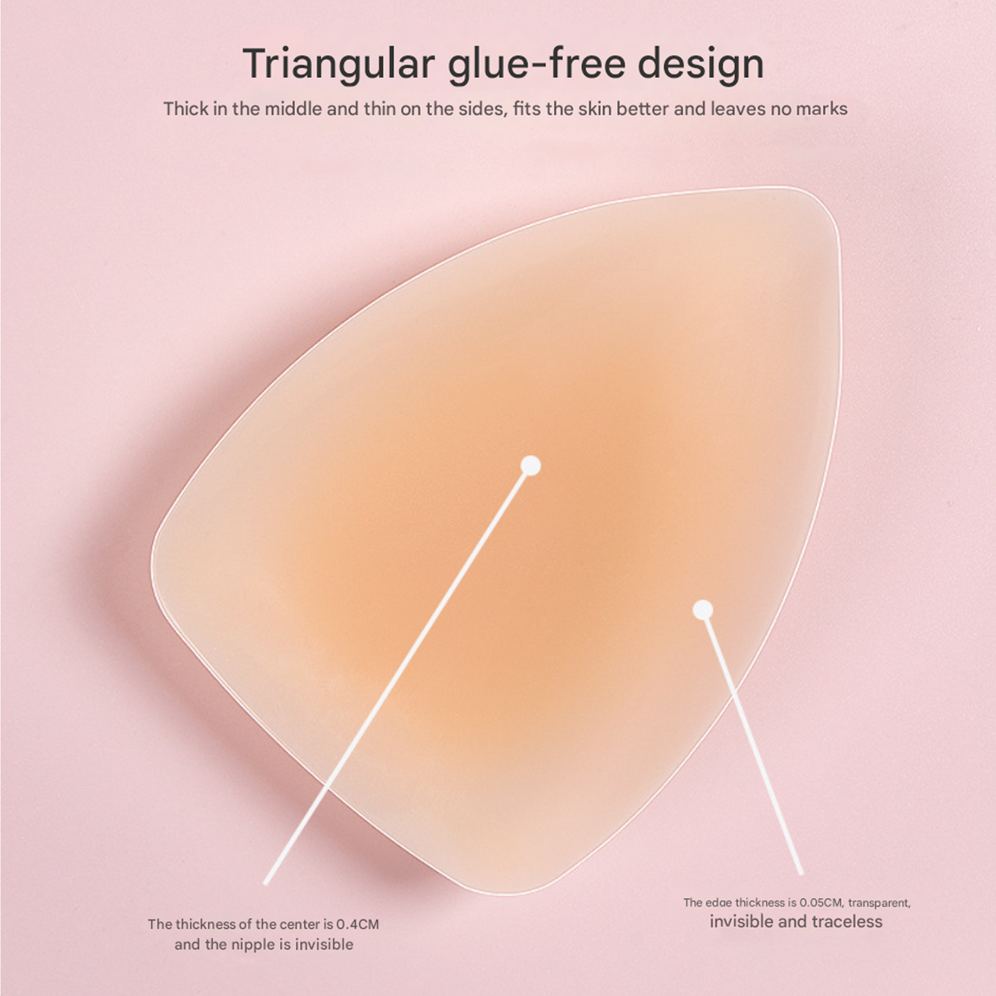 SOMER Sticky Bra, Triangle Invisible Silicone Nipple Covers for Women, Reusable Anti-Convex Breast Stickers, Thin Comfortable Adhesive Nipple Pasties