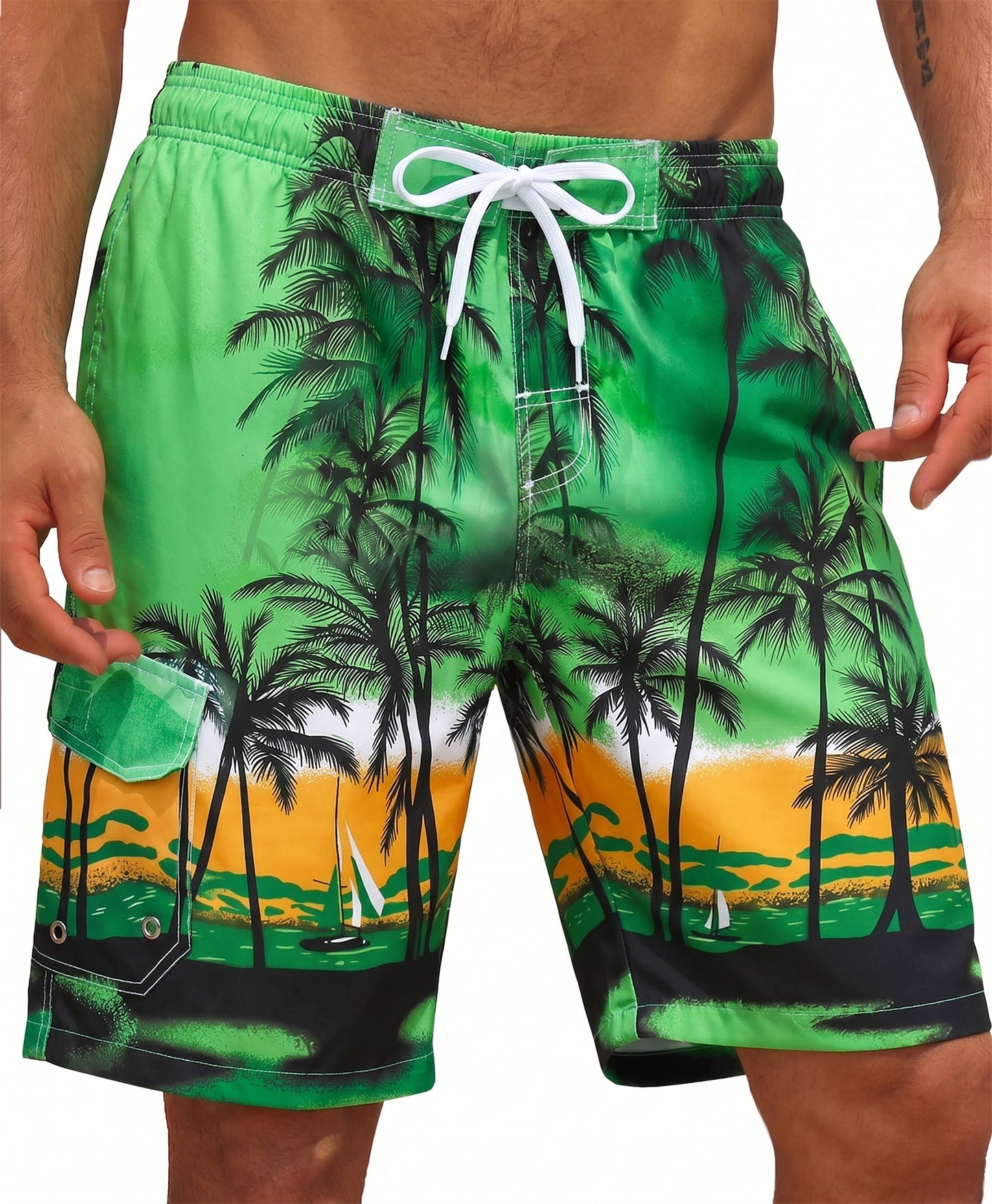 SOMER Men's Swim Trunks Long Bathing Suits with Mesh Lining and Pockets Quick Dry Beach Board Shorts