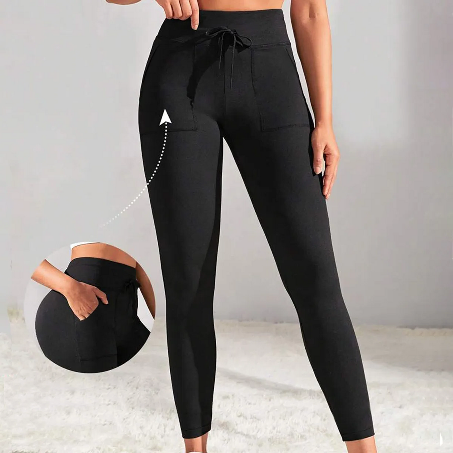 SOMER Leggings for Women Yoga Pants Black Womens Joggers Drawstring High Waisted Leggings with Pockets for Gym Workout Pants 2025