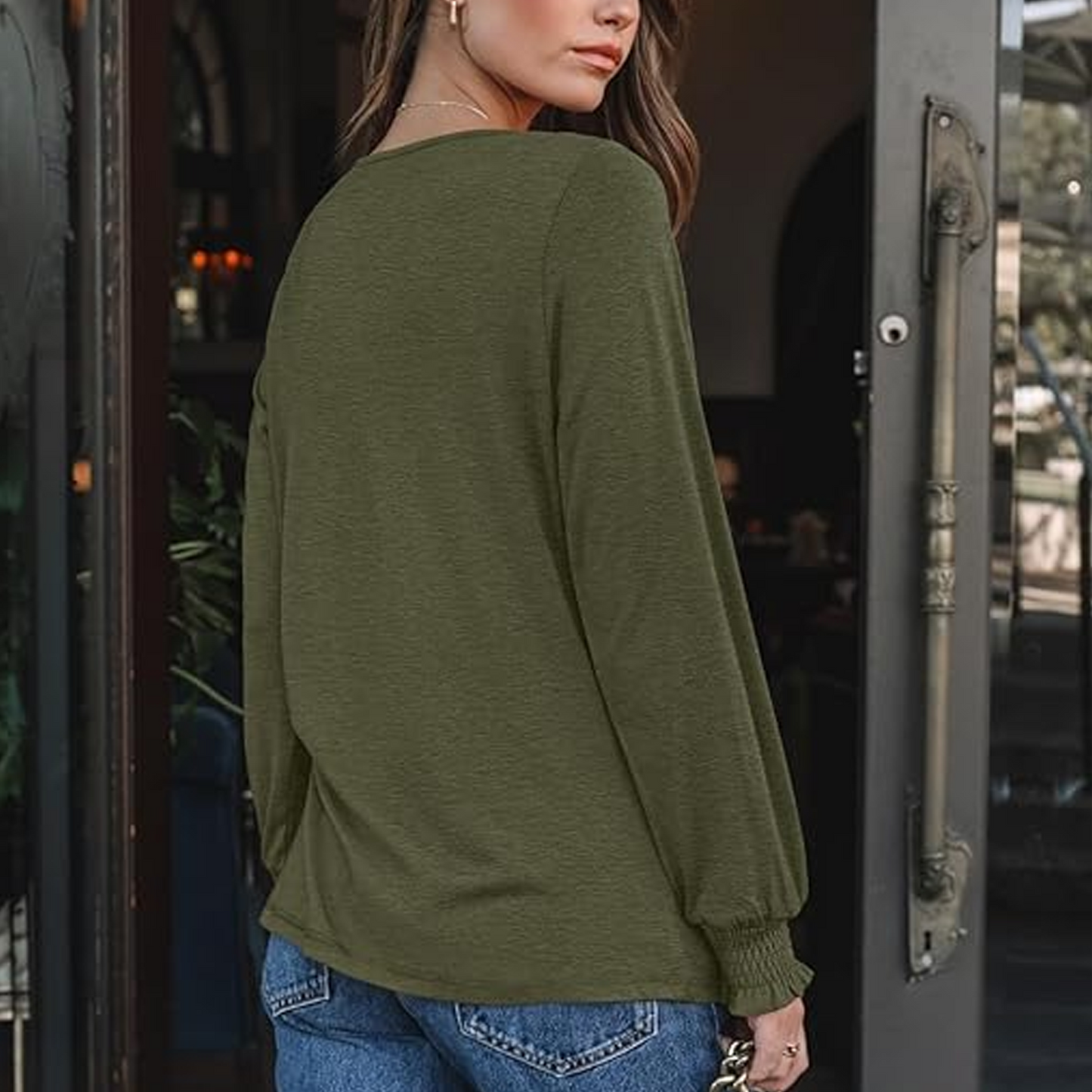 SOMER Womens Tops Fall Long Sleeve Shirts Business Dressy Casual Blouses for Women Pleated Trendy Tops 2025