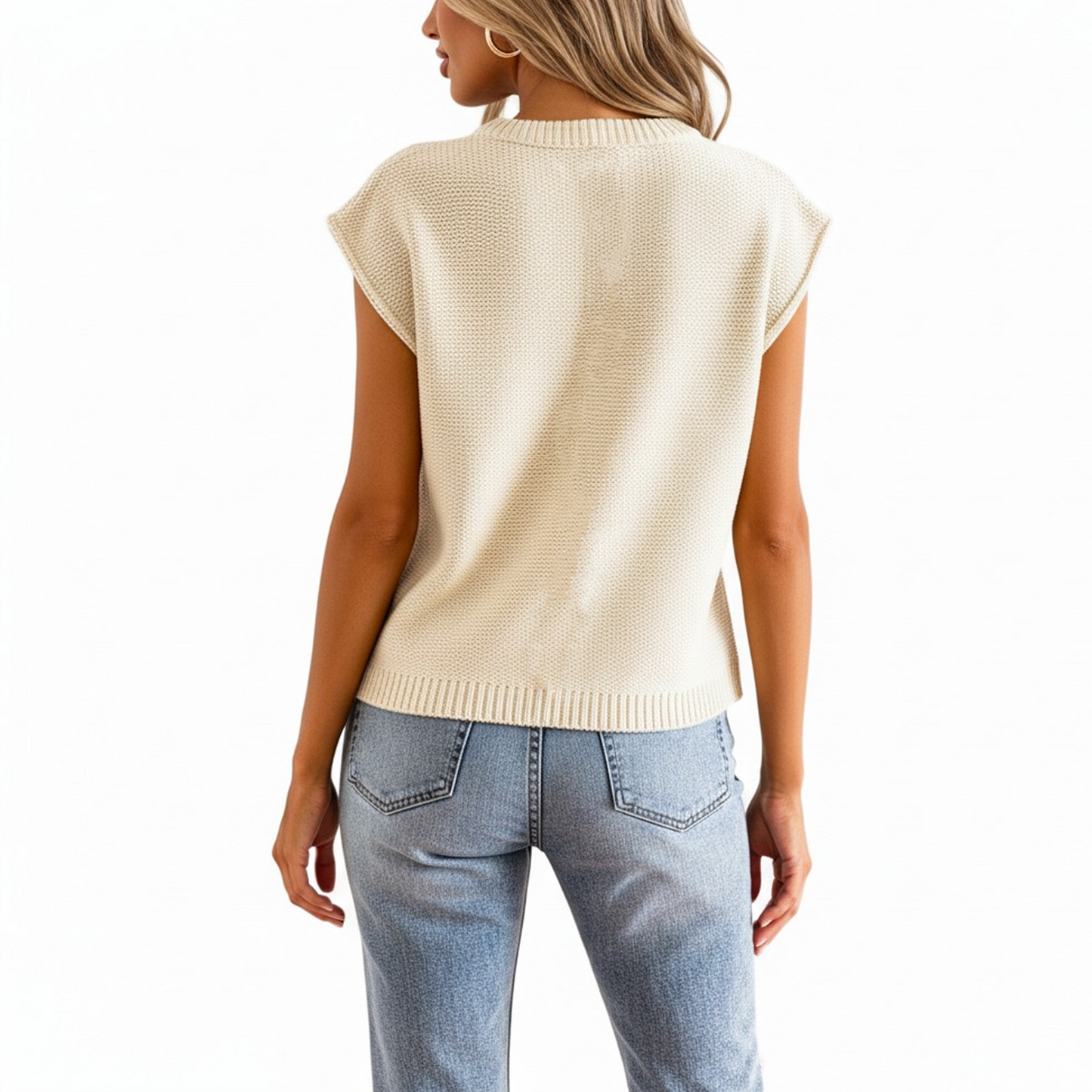 SOMER Sweater Vest Women Sleeveless Sweater Tops for Women Lightweight Casual Crew Neck Loose Fit Knit Apricot 2025