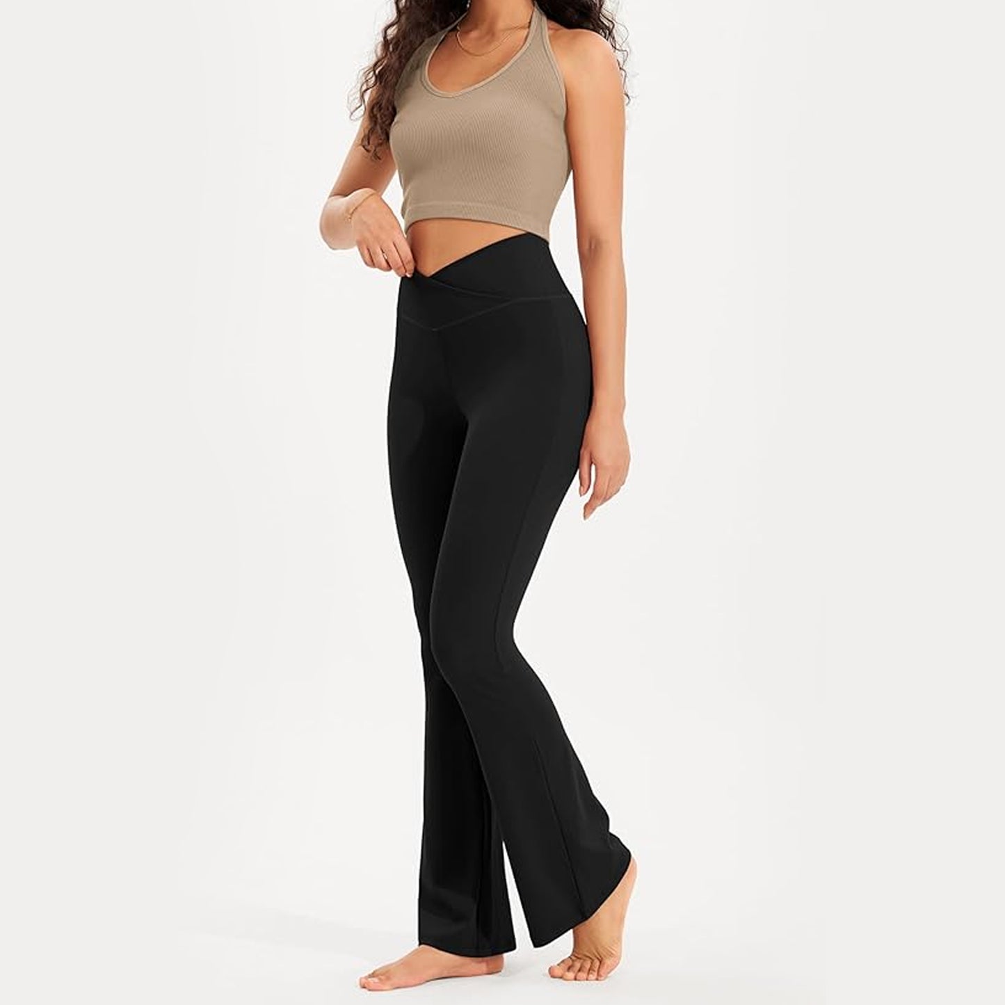 SOMER Women's Leggings Yoga Pants V Crossover High Waisted Flare Leggings Casual Bootleg Workout Pants