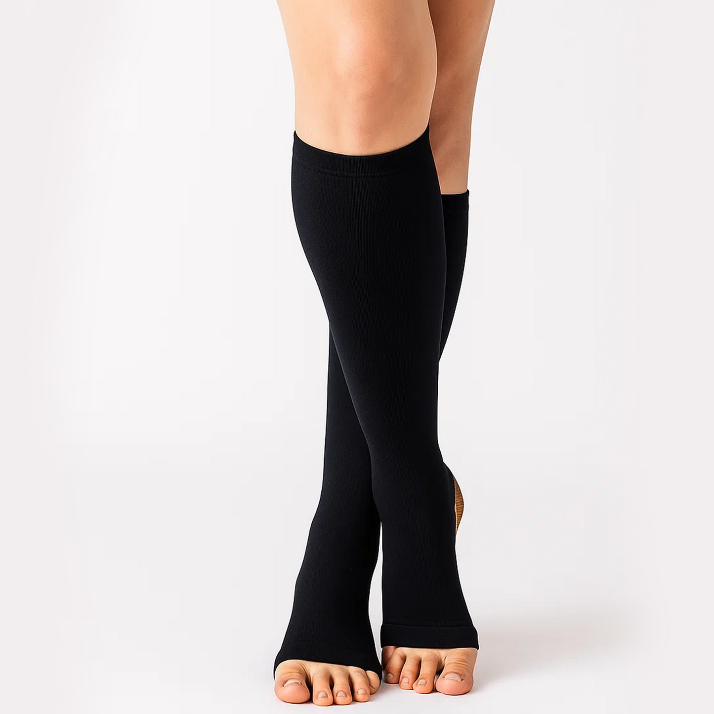 SOMER 3 Pairs Plus Size Socks Open Toe for Women Wide Calf Knee High Sock