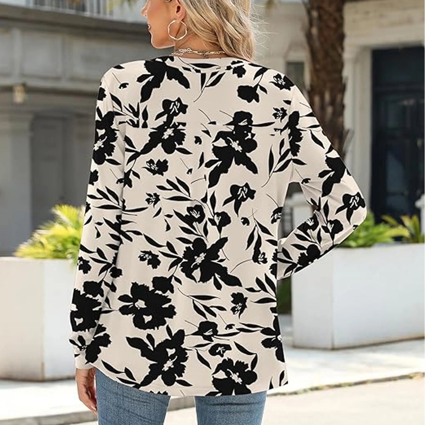 SOMER Women Button Down Shirts Fashion Printed Silky Long Sleeve Blouse Dressy Casual Tops