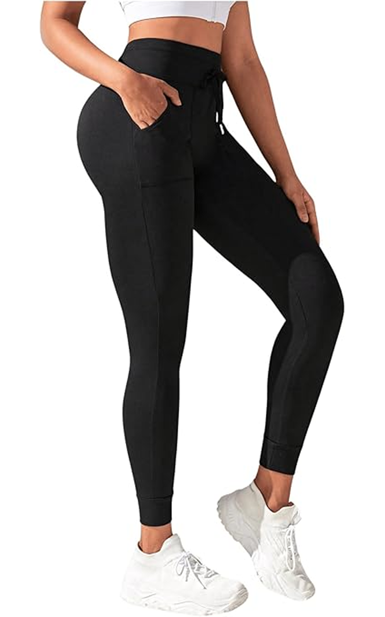 SOMER Leggings for Women Yoga Pants Black Womens Joggers Drawstring High Waisted Leggings with Pockets for Gym Workout Pants 2025