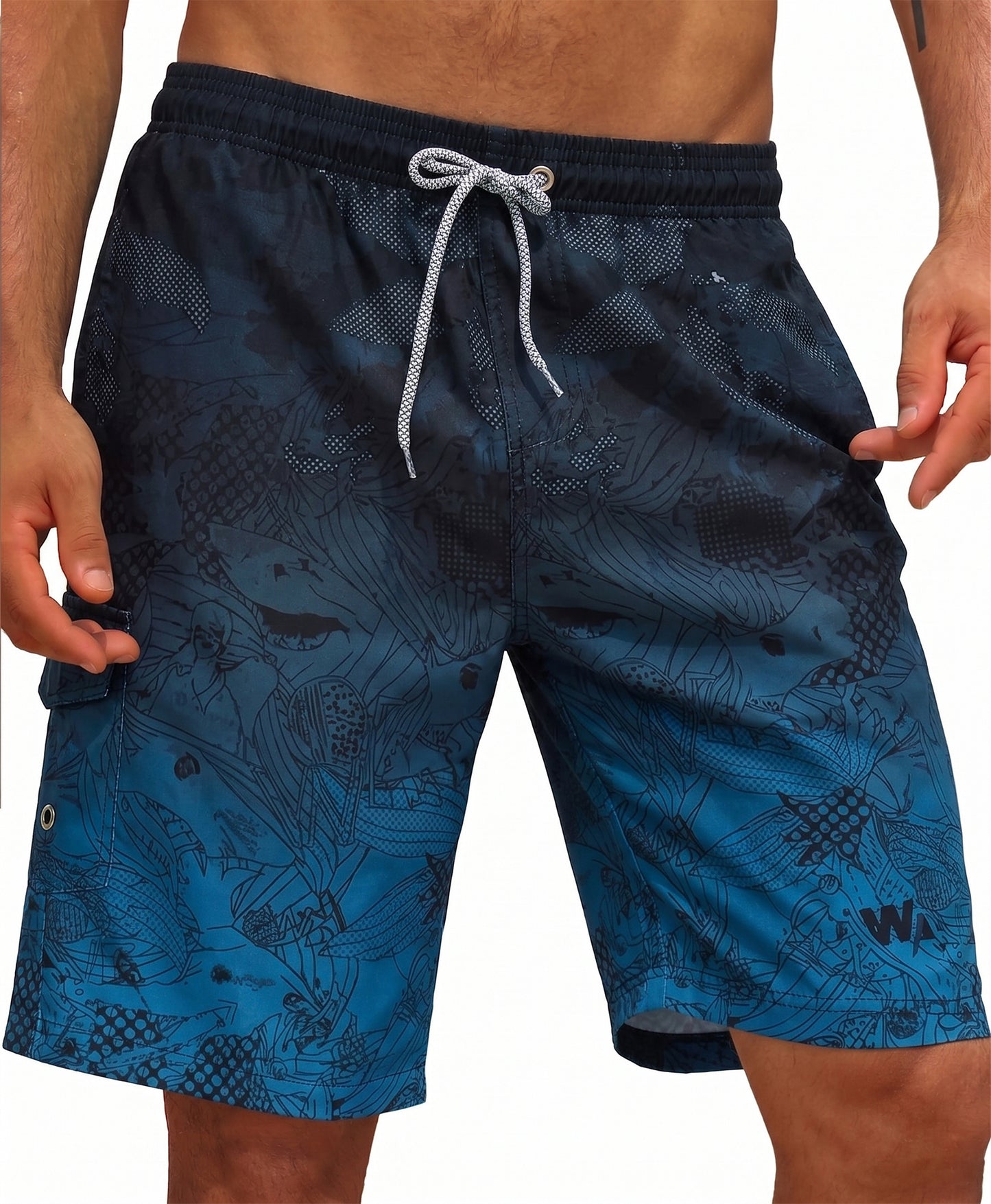 SOMER Men's Swim Trunks Long Bathing Suits with Mesh Lining and Pockets Quick Dry Beach Board Shorts