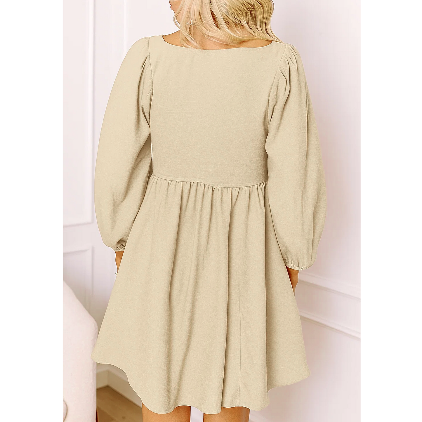 SOMER Casual Dresses for Women, Fall Winter A-Line Midi Dresses for Women 2025 Crewneck Button Up, Cute Long Sleeve Dress for Women