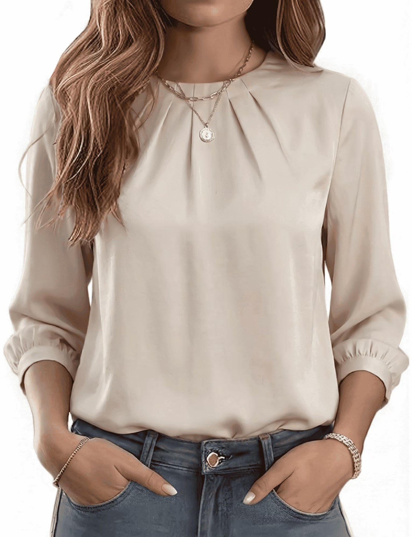 SOMER Button Down Shirts for Womens Dressy Casual Silky Printed Wrinkle-Resistant Long Sleeve Shirts Blouses Tops