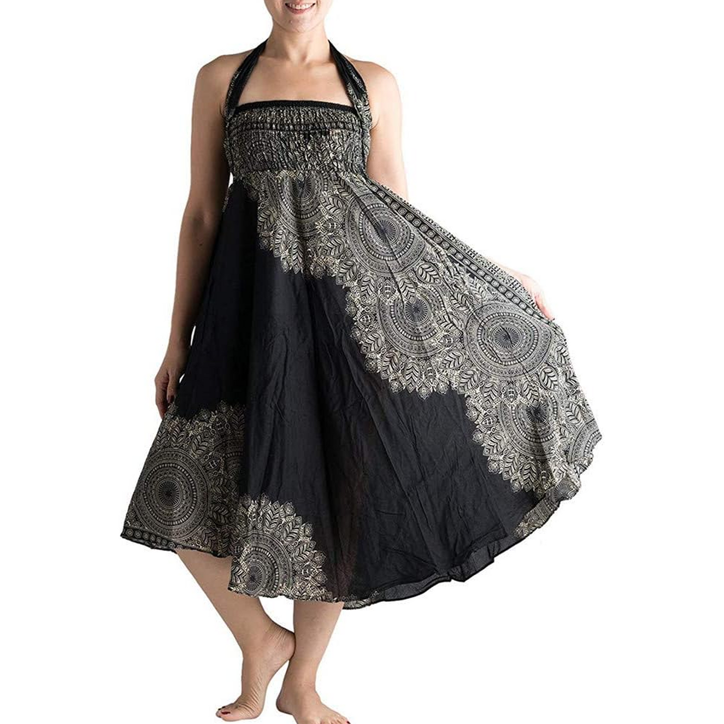 SOMER Skirts for Women Maxi Skirts High Waisted Boho Floral Printed Causal Skirt Flowing Long Skirt Black