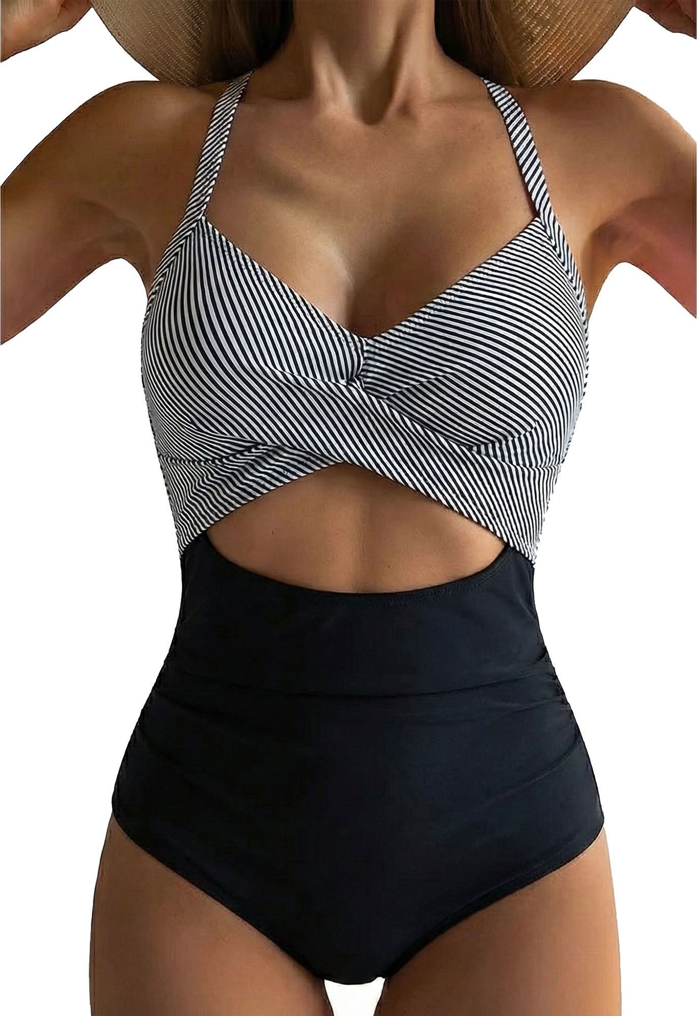 SOMER Women's Swimsuits One Piece Bathing Suit for Women Tummy Control Cutout High Waisted Bathing Suit Wrap Tie Back 1 Piece Swimsuit