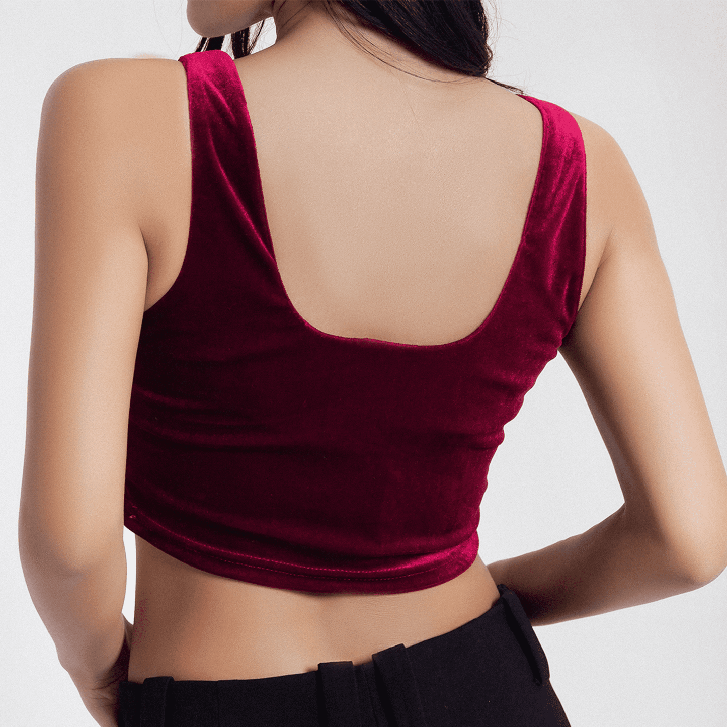 SOMER Womens Tank Tops, Velvet Ruched Crop Tank Top Summer Sleeveless Square Neck Bustier Camisole Sexy Slim Fit Valentine's Day Party Clubwear