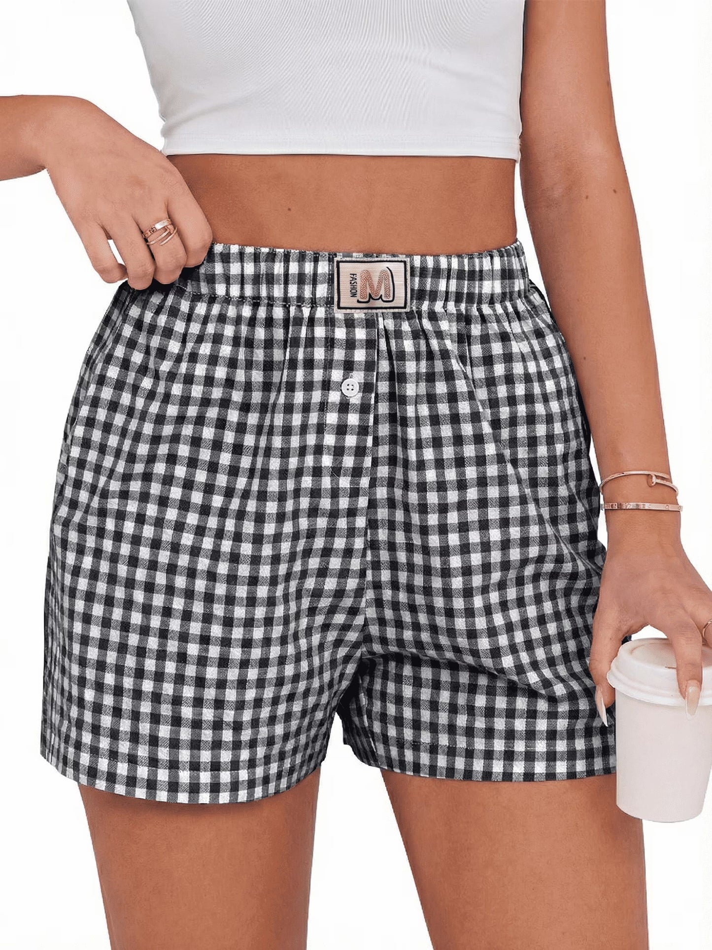 SOMER Women’s Pajama Shorts Gingham Plaid Boxer Lounge Sleep Shorts Casual Bottoms 2026 Summer XL