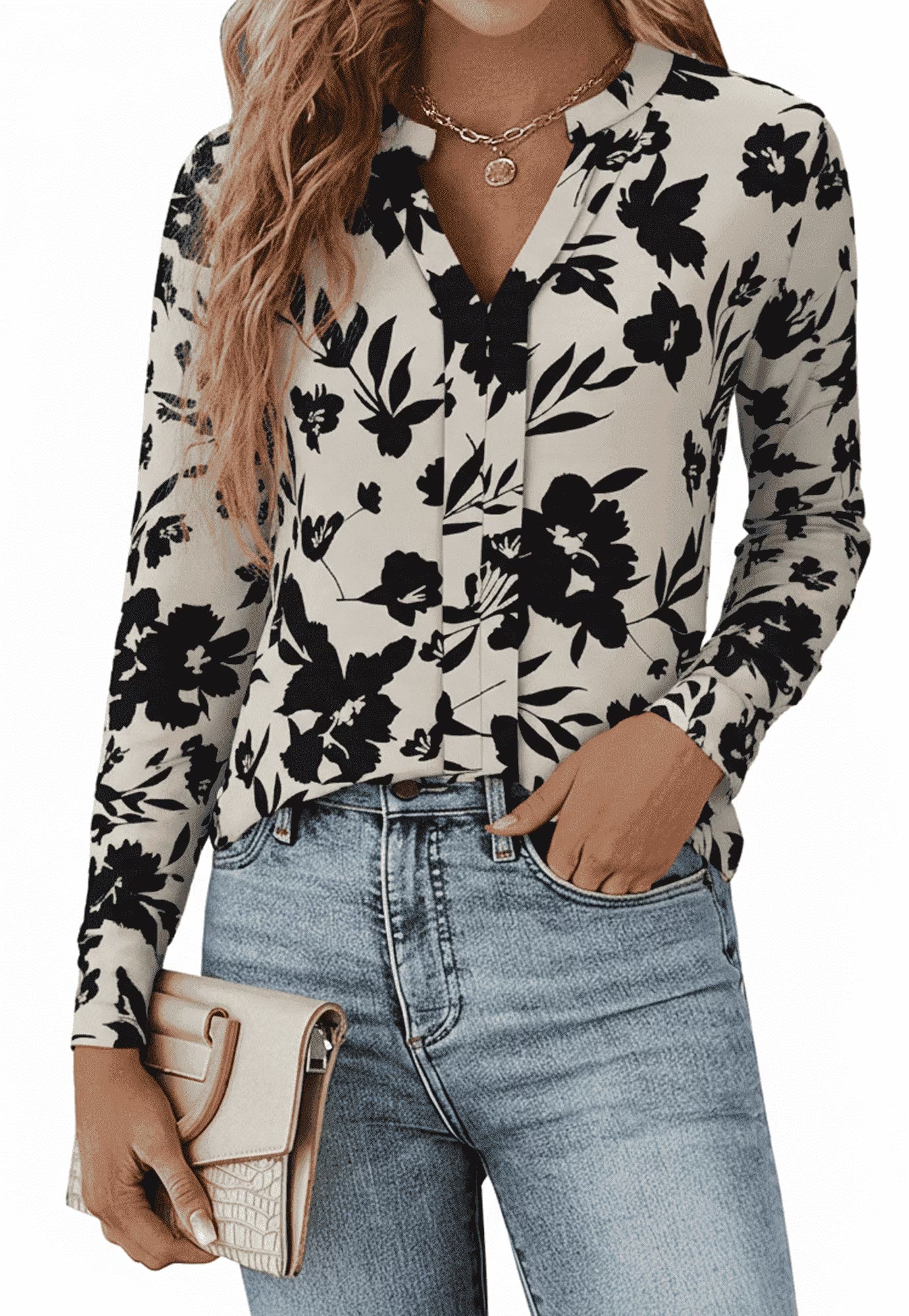 SOMER Button Down Shirts for Womens Dressy Casual Silky Printed Wrinkle-Resistant Long Sleeve Shirts Blouses Tops