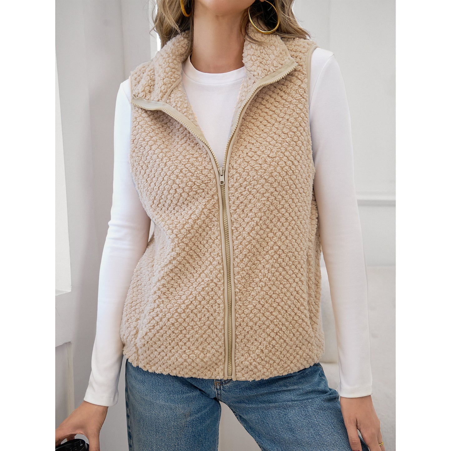 SOMER Vest for Women Sherpa Fleece Trendy Warm Sleeveless Vests Jacket Lightweight Zip Coats with Pockets Fall Outerwear