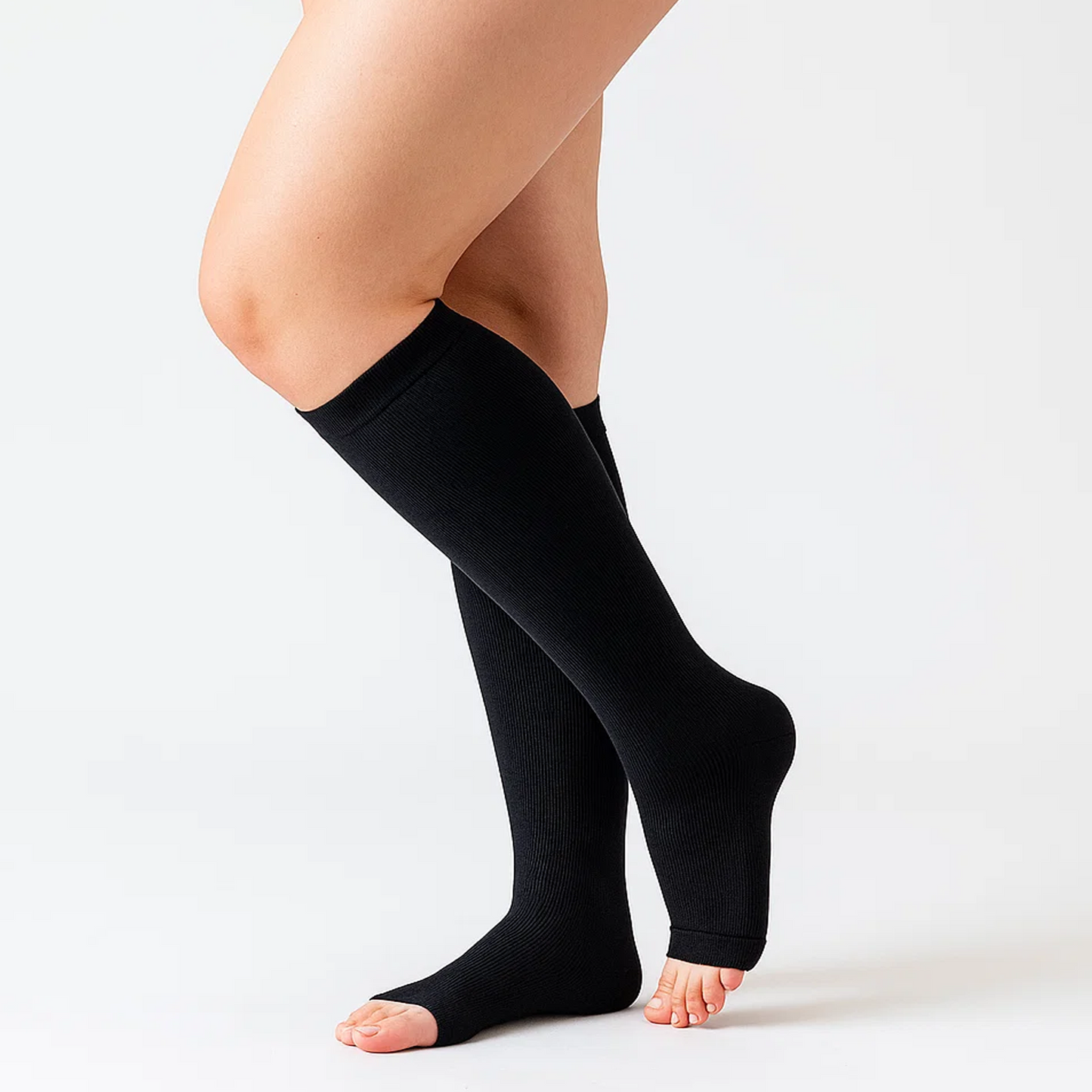 SOMER 3 Pairs Plus Size Socks Open Toe for Women Wide Calf Knee High Sock