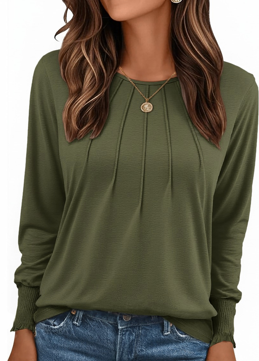 SOMER Womens Tops Fall Long Sleeve Shirts Business Dressy Casual Blouses for Women Pleated Trendy Tops 2025