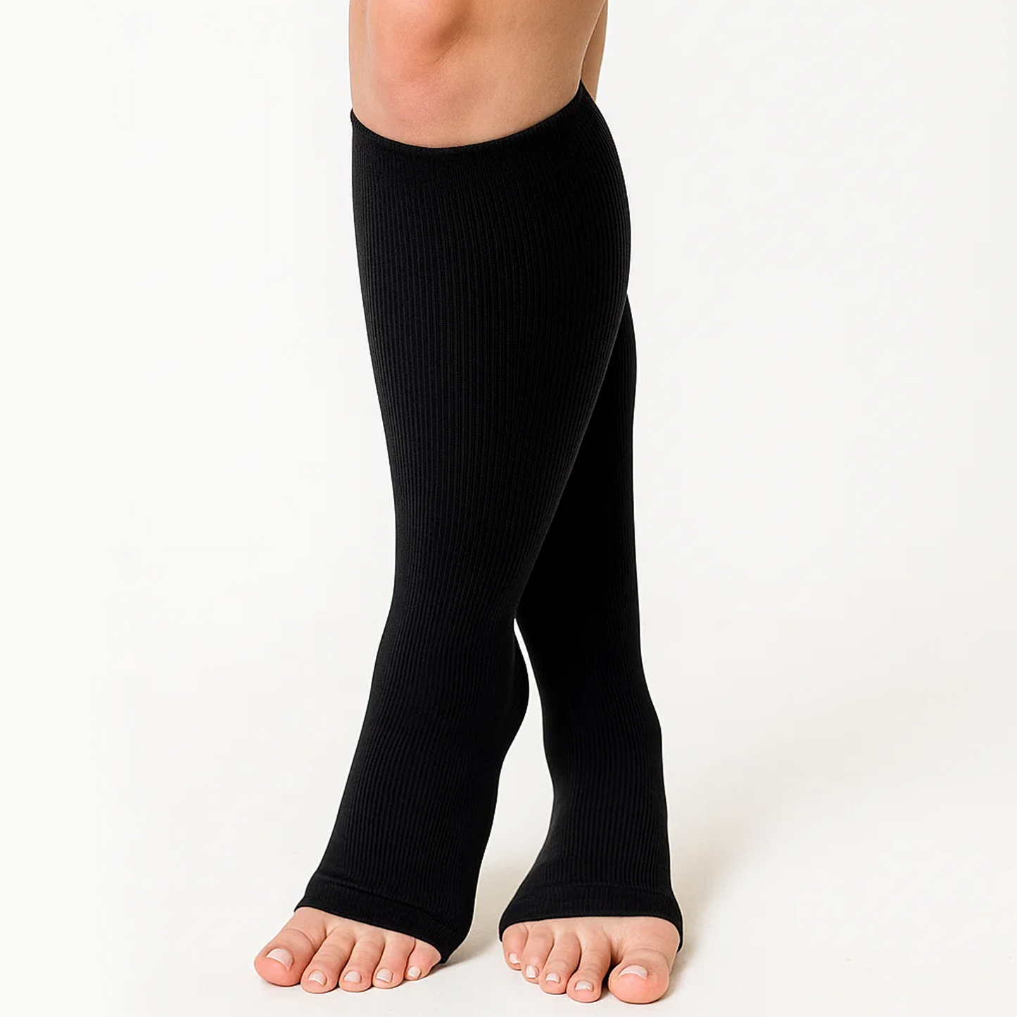 SOMER 3 Pairs Plus Size Socks Open Toe for Women Wide Calf Knee High Sock