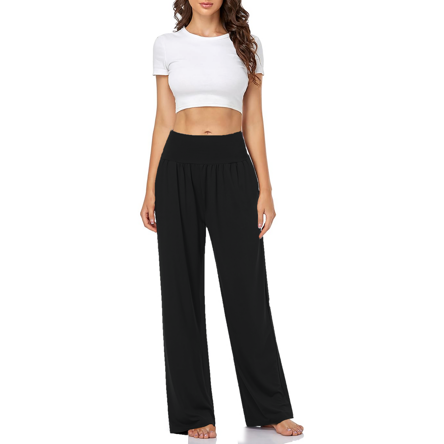SOMER Wide Leg Yoga Pants for Women High Waist Casual Dress Pants Business Work Trousers Stretchy Loose Sweatpants
