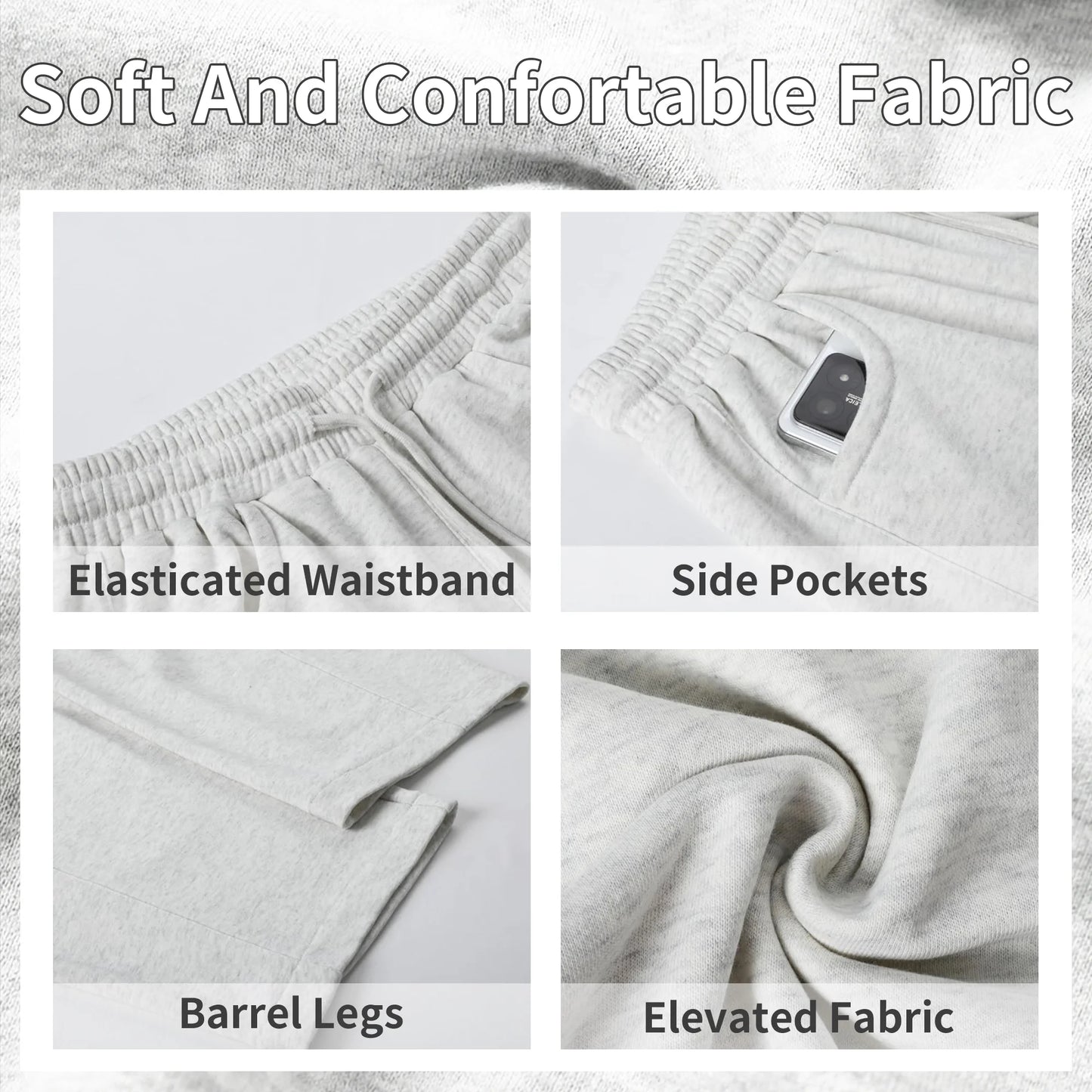 SOMER Women's Barrel Leg Sweatpant Drawstring Elastic Waist Wide Leg Joggers Soft Lounge Pants with Pockets