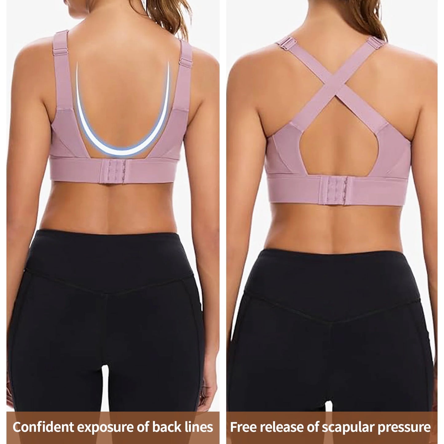 SOMER High Impact Sports Bra for Women Padded Seamless Workout Bra Adjustable Supportive Tank Top for Running Yoga Gym Fitness and Everyday Comfort