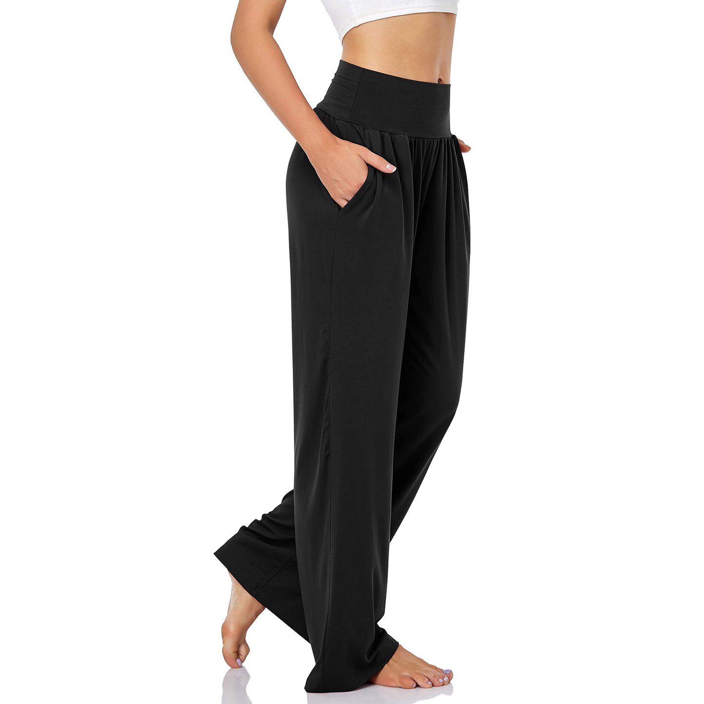 SOMER Wide Leg Yoga Pants for Women High Waist Casual Dress Pants Business Work Trousers Stretchy Loose Sweatpants