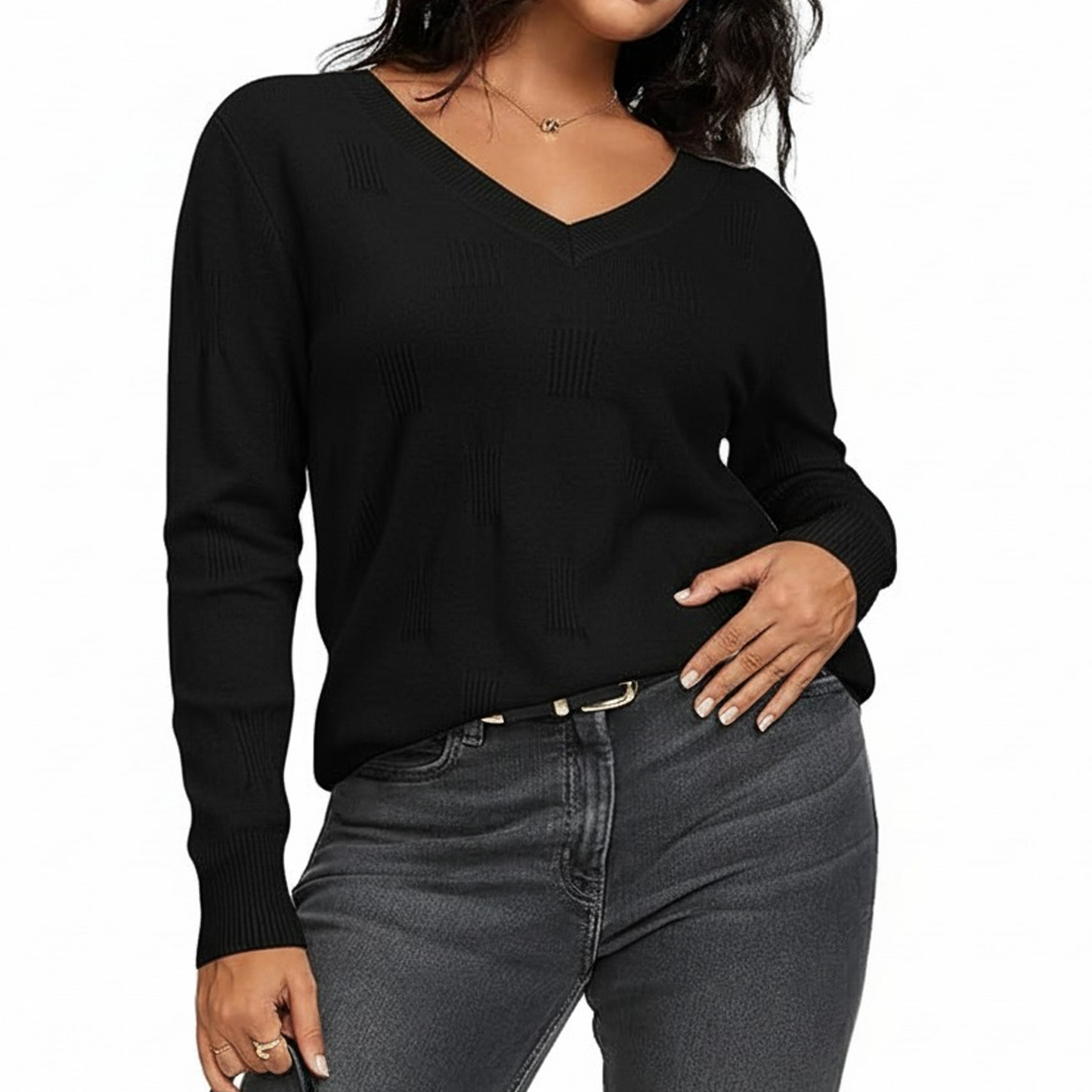 SOMER Womens Sweaters V Neck Pullover Long Sleeve Knitted Cozy Dressy Casual Lightweight Ladies Trendy Spring Fall Winter Sweaters for Women 2025