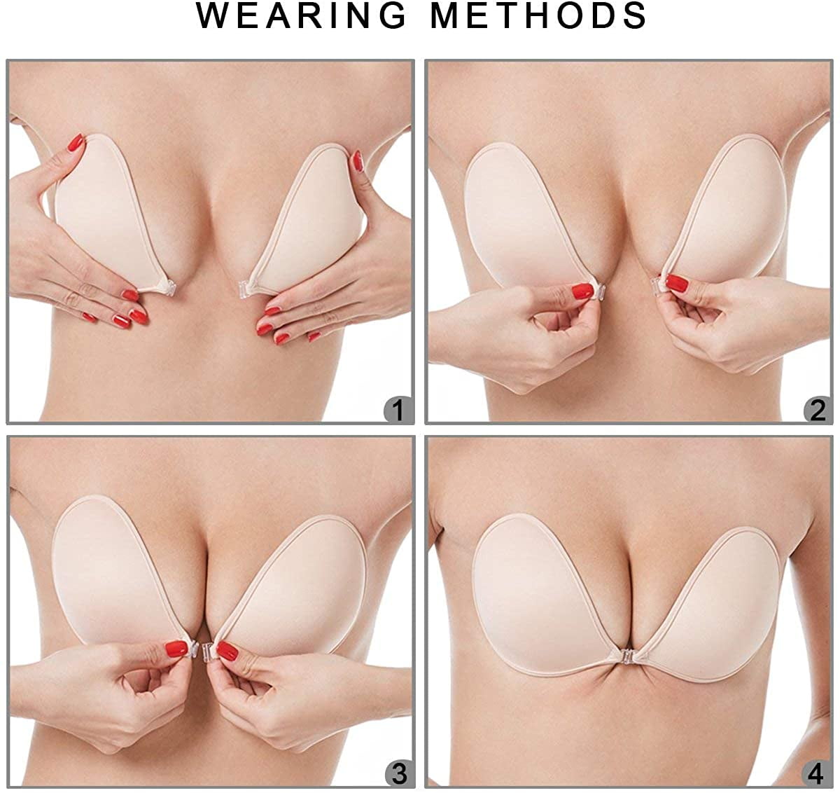 SOMER Backless Bra, Sticky Bra, Reusable Adhesive Bra, Strapless Bras for Women, Backless Strapless Bra Push Up, Adhesive Invisible Lift Up Bras 2 Pairs