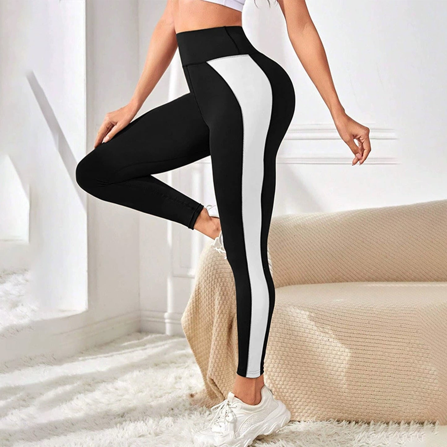 SOMER Women's Leggings Yoga Pants High Waisted Tummy Control Athletic Workout Color Blocking Pants