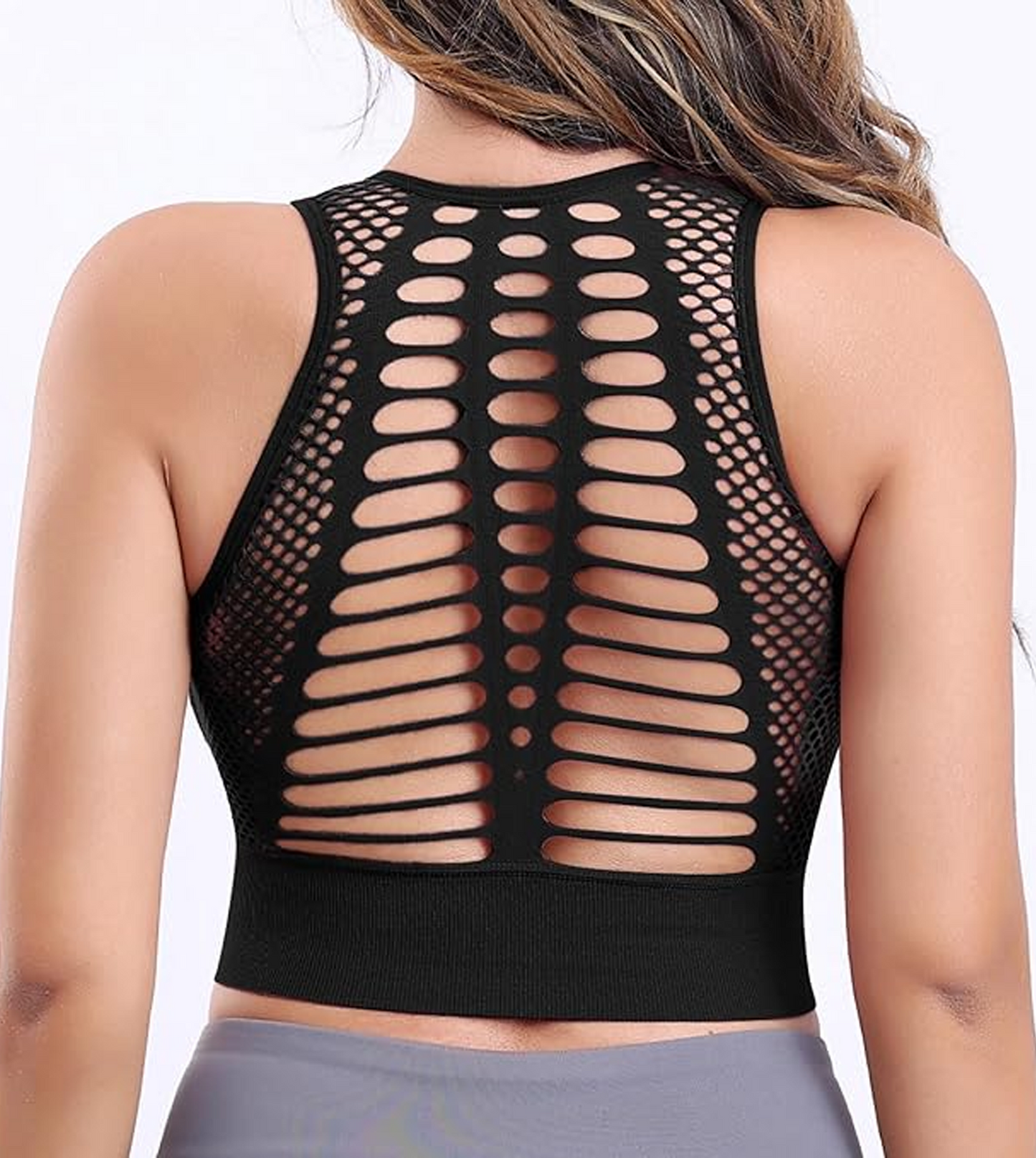 SOMER 2 Packs Sports Bras for Women, I Back Sports Bra Set Hollow Back Design Comfortable Sexy for Yoga Running (Black and White)