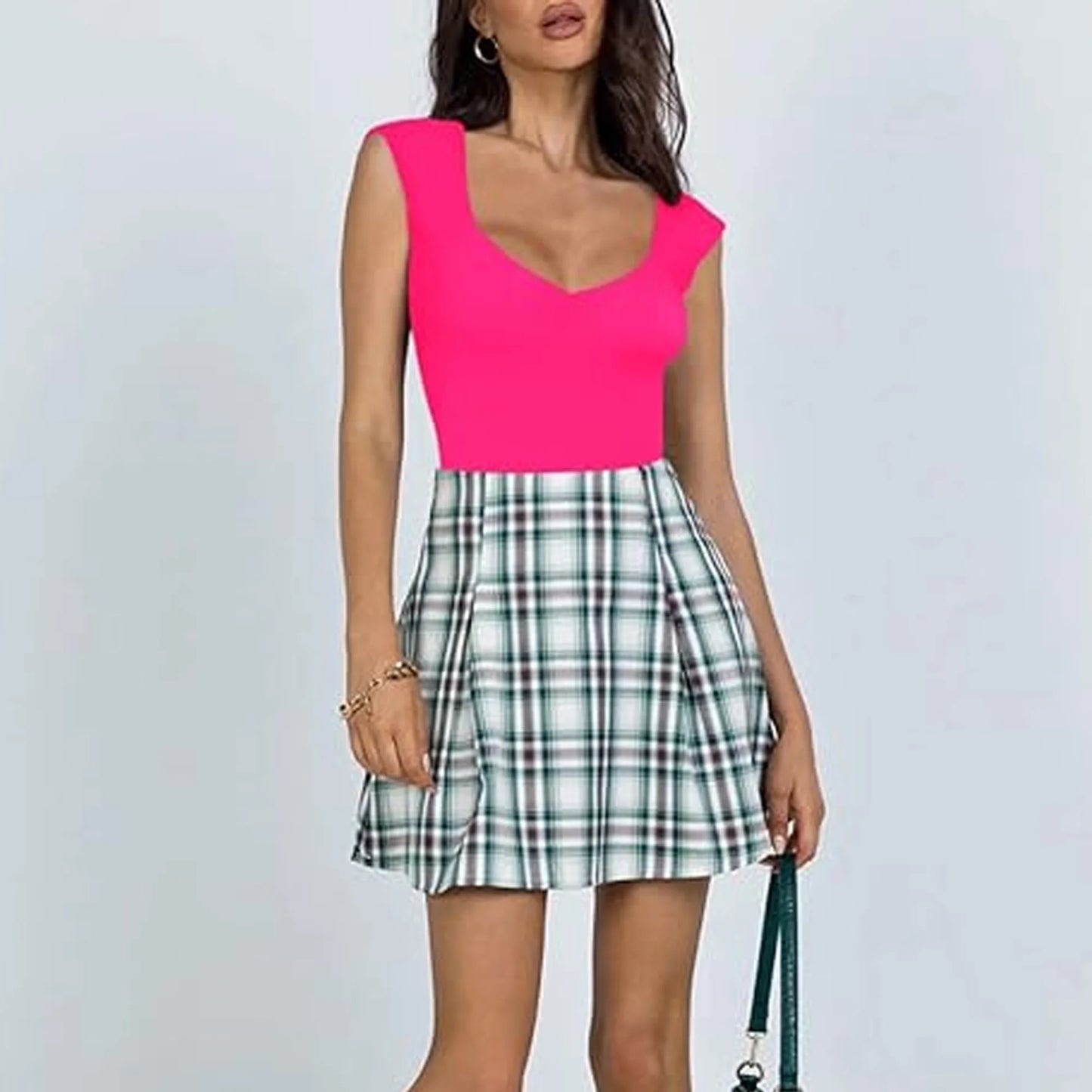 SOMER Jumpsuits for Women, Sleeveless V-Neck Slim-Fit Women's Jumpsuits, Rose Red Tummy Control Romper for Date Night Casual Wear