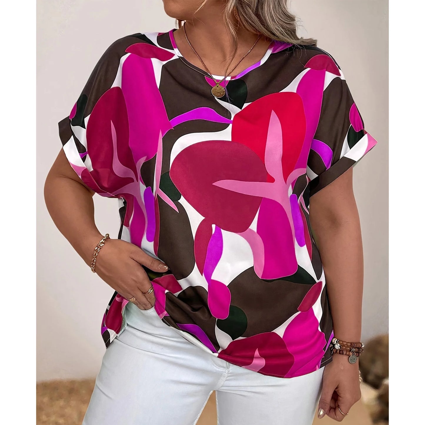 SOMER Plus Size Tops For Women Short Sleeve Women's Tops Casual T Shirts