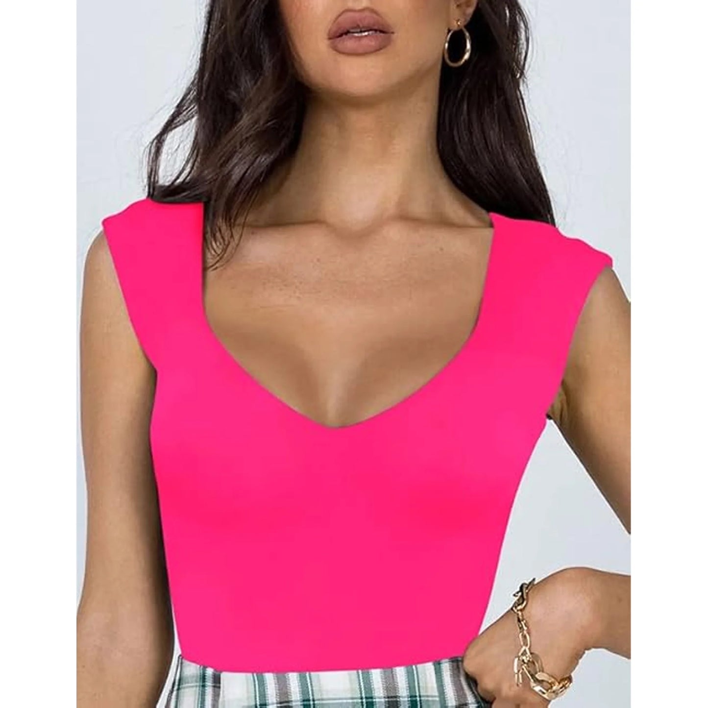 SOMER Jumpsuits for Women, Sleeveless V-Neck Slim-Fit Women's Jumpsuits, Rose Red Tummy Control Romper for Date Night Casual Wear