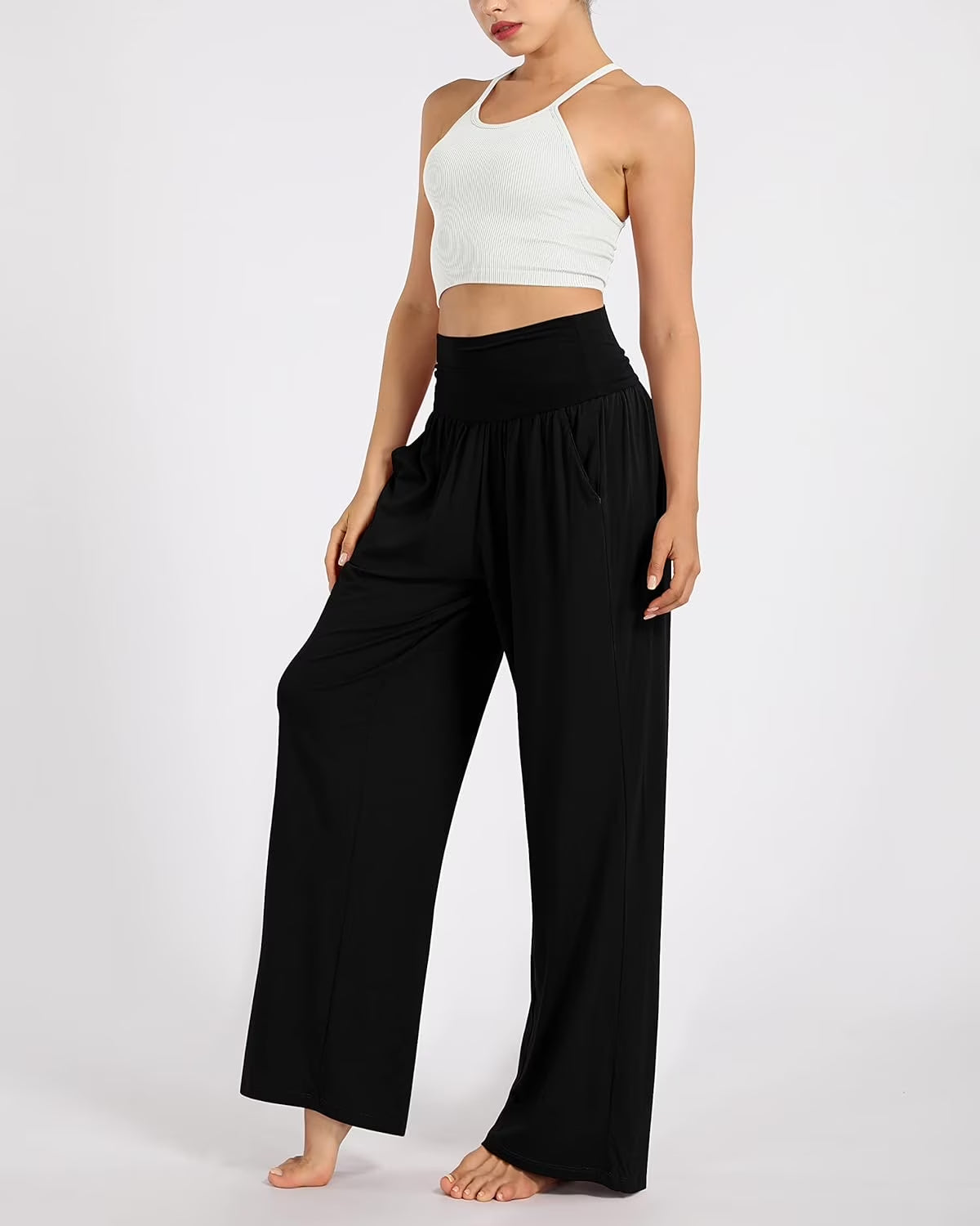 SOMER Women's Wide Leg Palazzo Lounge Pants with Pockets Light Weight Loose Comfy Casual Pajama Pants