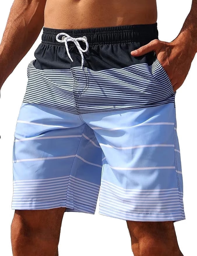 SOMER Men's Swim Trunks Long Bathing Suits with Mesh Lining and Pockets Quick Dry Beach Board Shorts