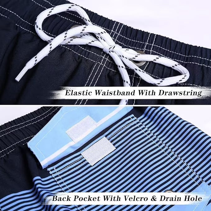 SOMER Men's Swim Trunks Long Bathing Suits with Mesh Lining and Pockets Quick Dry Beach Board Shorts