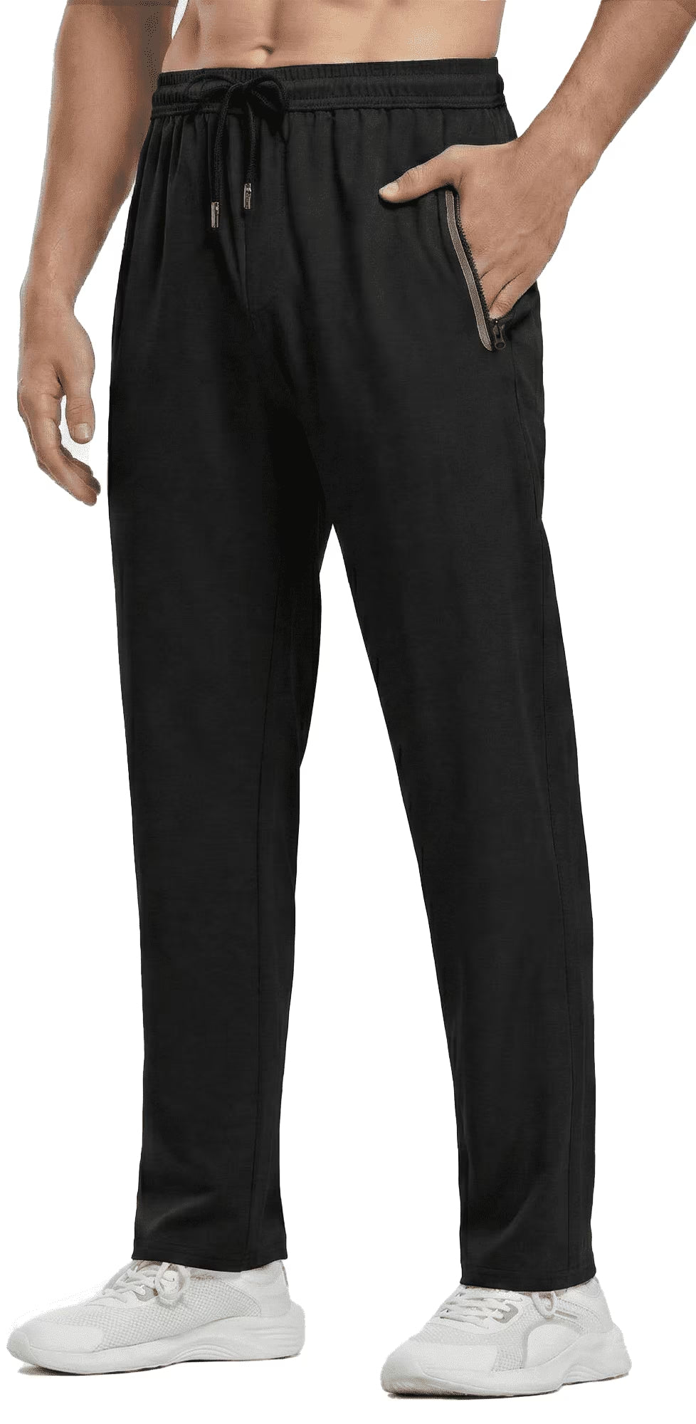 Men's Sweatpants Athletic Pants with Zipper Pockets Lightweight Hiking Exercise Pants Running Workout Sports Jogger Pants