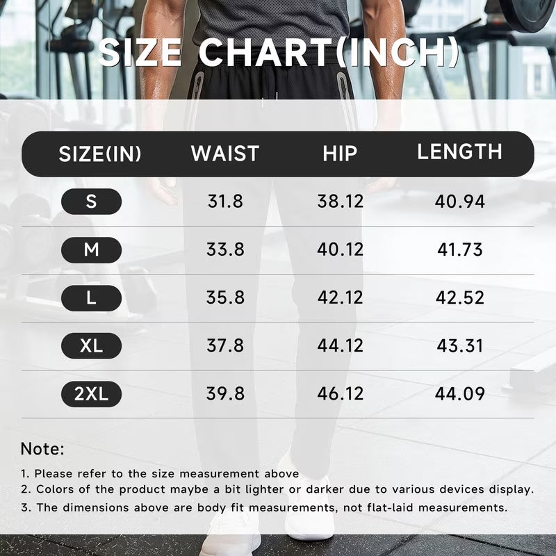 Men's Sweatpants Athletic Pants with Zipper Pockets Lightweight Hiking Exercise Pants Running Workout Sports Jogger Pants